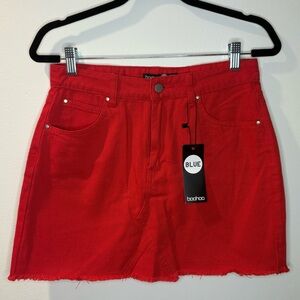 NWT Boohoo Red Denim Mini Skirt #31